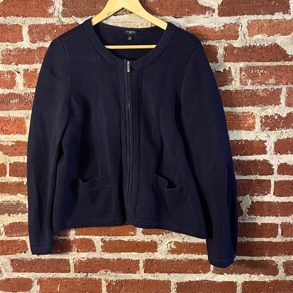 Talbots Dark Blue Women's zip up sweater